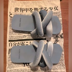 Yume Yume cross top velour sandals.